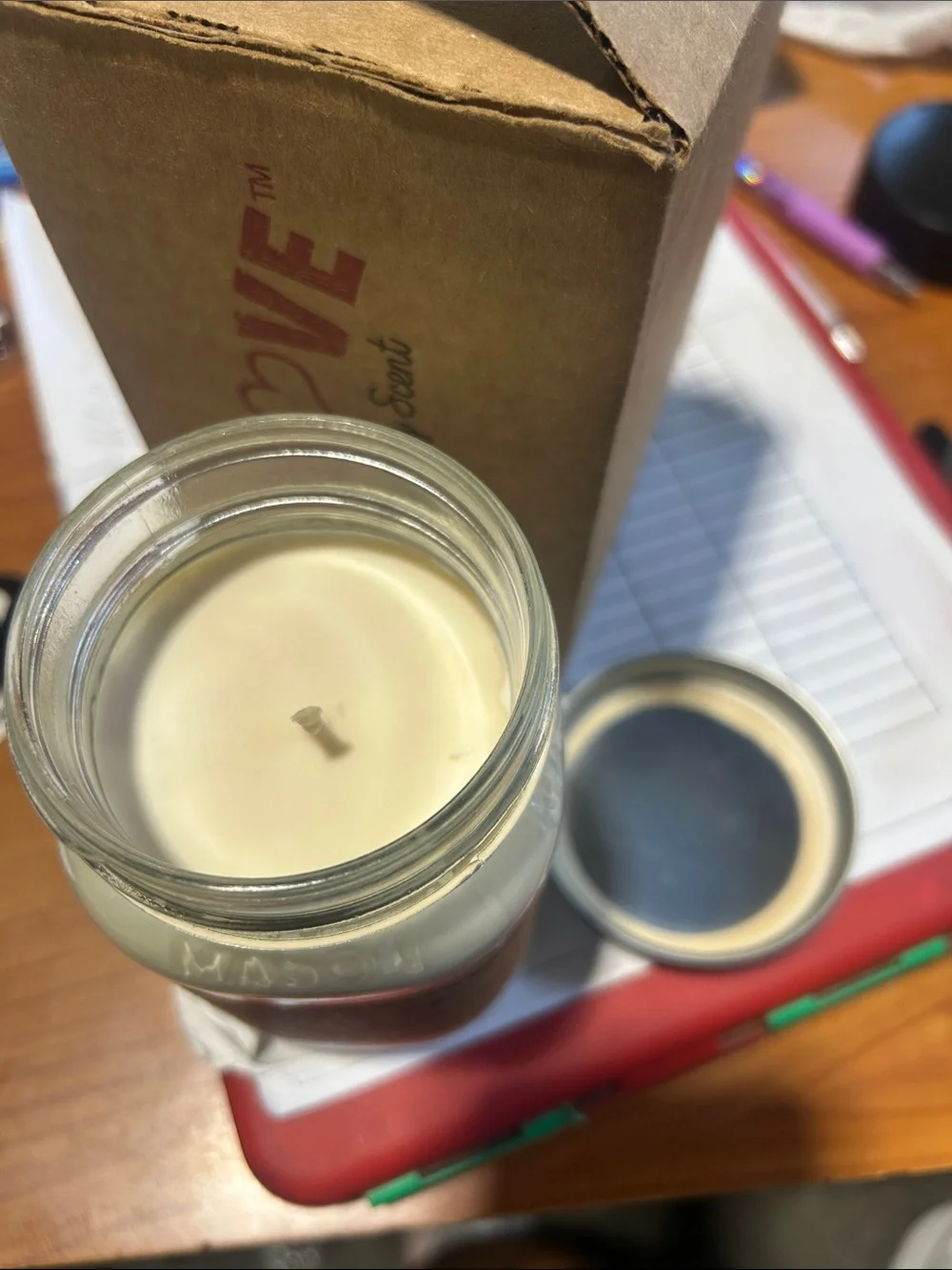 Mason CandleLove Pina Colada Candle in Cream with Brown Lid